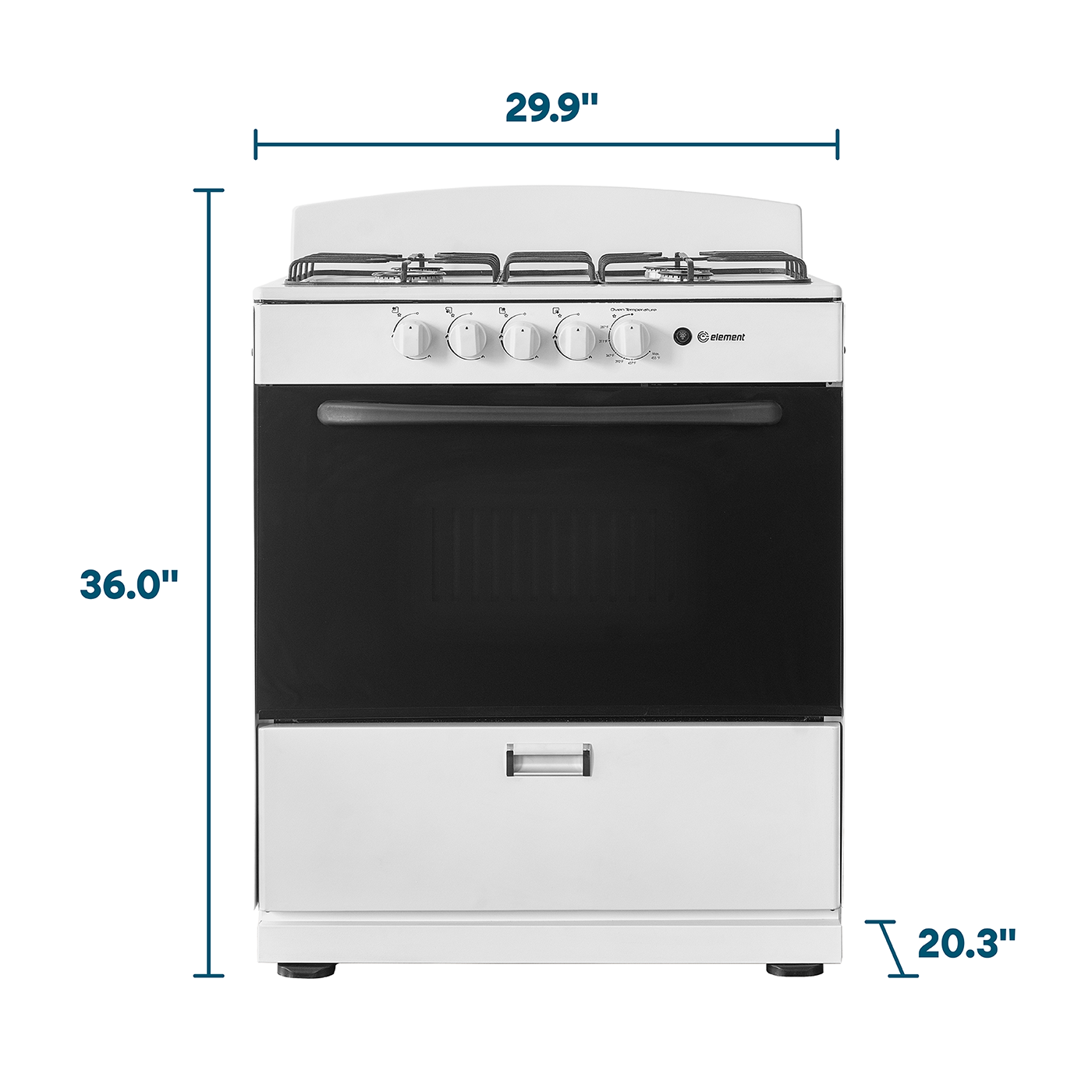 Element Electronics 4.0 cu. ft. 30", 4-Burner Gas Range (EEGR3A4MCCW)