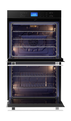 Built-in electric double wall oven with edge-to-edge black glass and digital touch controls in Double Wall Ovens collection