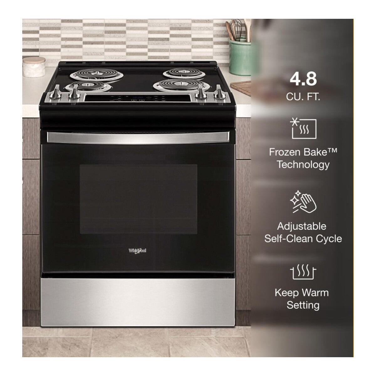 4.8 Cu. Ft. Whirlpool® Electric Range with Frozen Bake™ Technology