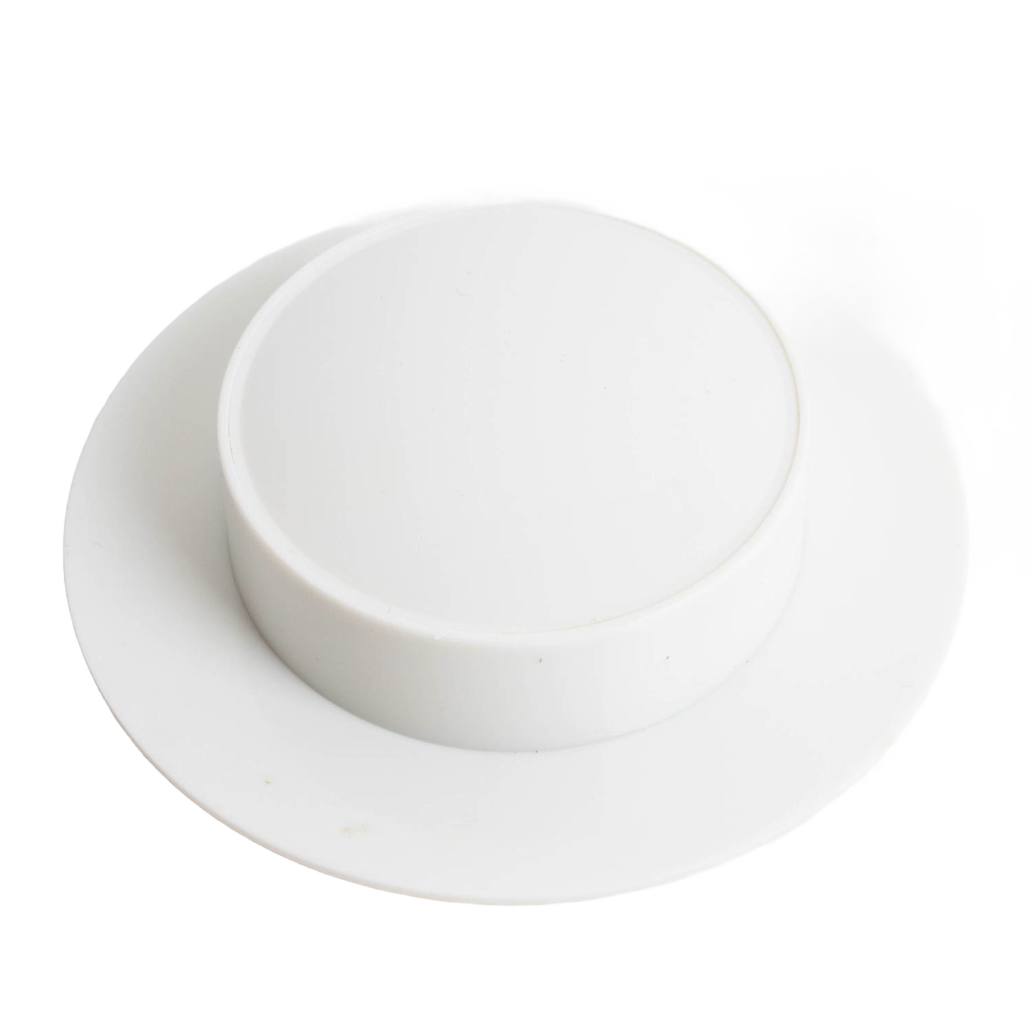 White circular food holder for safe slicing with Feemster's Famous Vegetable Slicer in kitchenware and under $50 collections