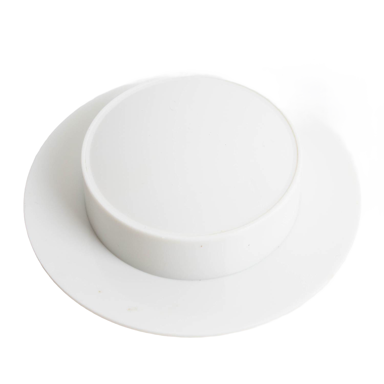 White circular food holder for safe slicing with Feemster's Famous Vegetable Slicer in kitchenware and under $50 collections