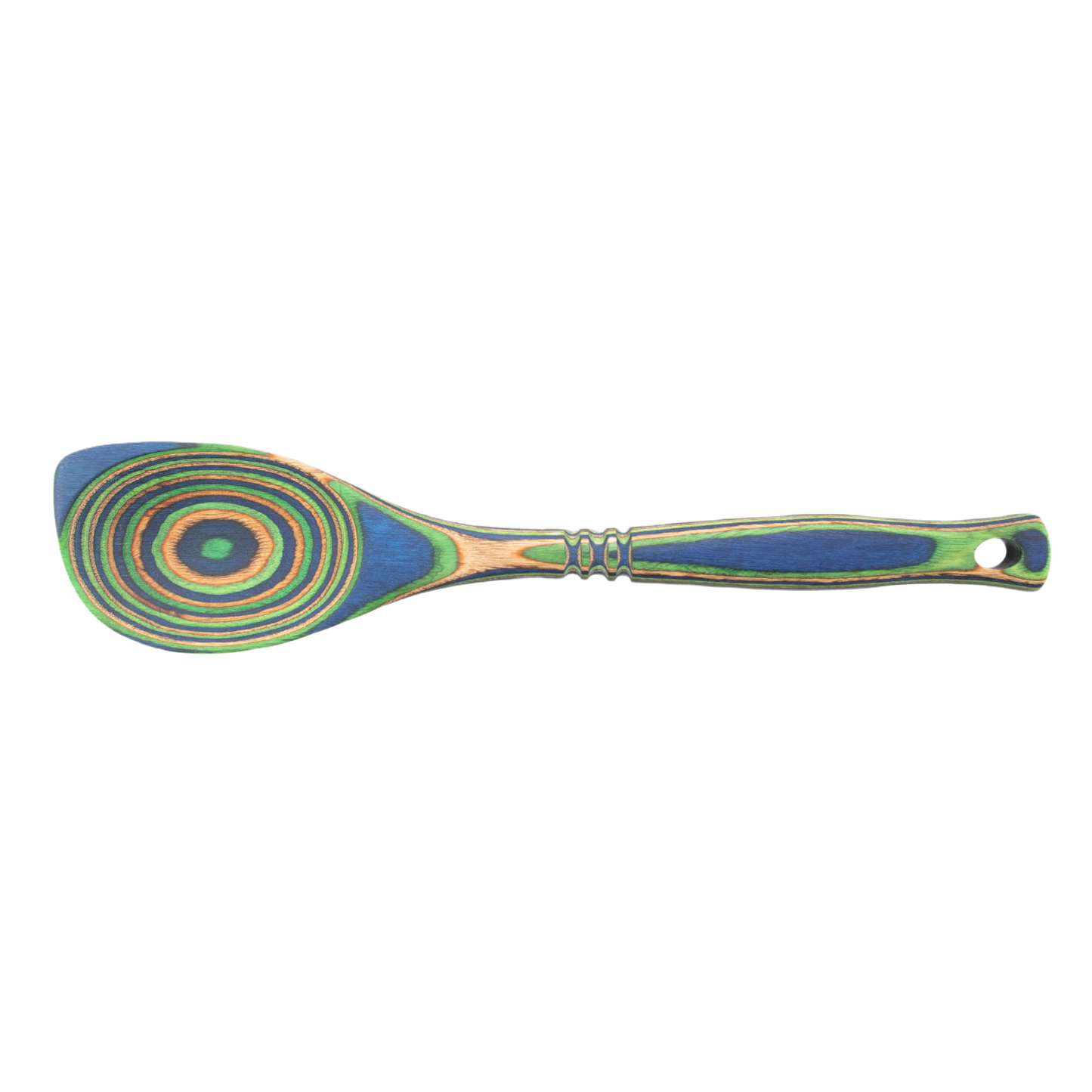 Colorful laminated pakka wood spoon with peacock design for cooking in kitchen gadgets and utensils collections under $50