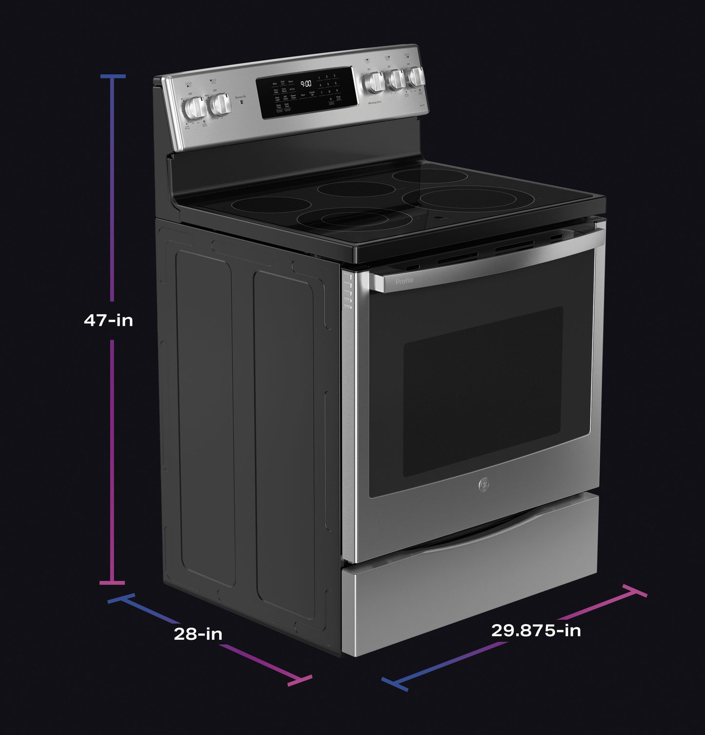 GE Profile™ ENERGY STAR® 30" Smart  Free-Standing Electric Convection Fingerprint Resistant Range with No Preheat Air Fry