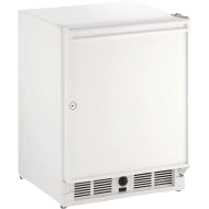 Compact white refrigerator with right-hinged door and lock for kitchen and appliance use in home improvement collections