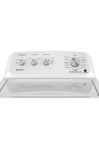 White top load washer control panel with multiple stainless steel knobs from Washers & Dryers and Appliances collections