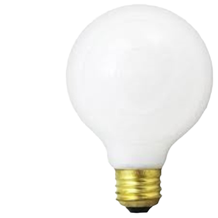 Medium white frosted globe light bulb with brass screw base for lighting and electrical uses under $50 collection