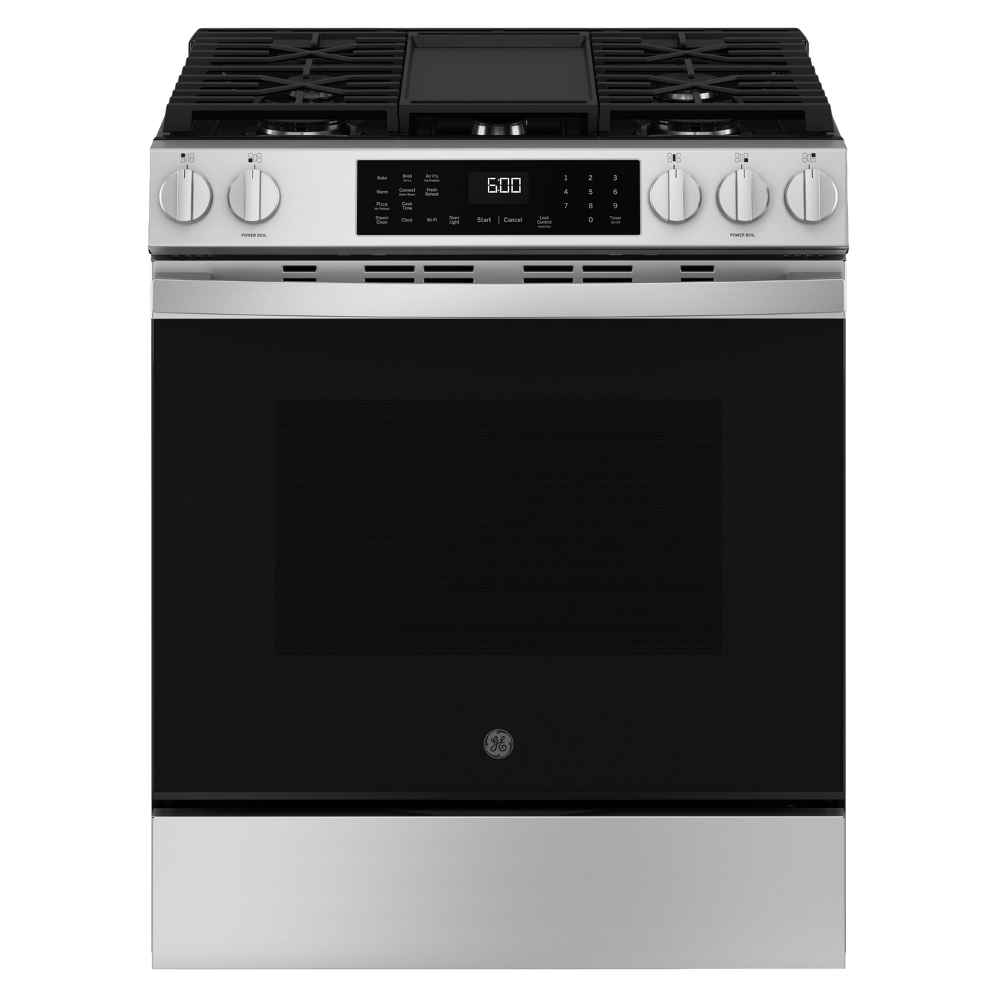 GE® 30" Slide-In Front-Control Convection Gas Range with No Preheat Air Fry and EasyWash™ Oven Tray