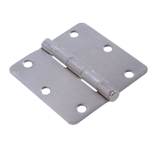 3-1/2 inch satin nickel corner door hinge with removable pin for residential hardware and home improvement projects