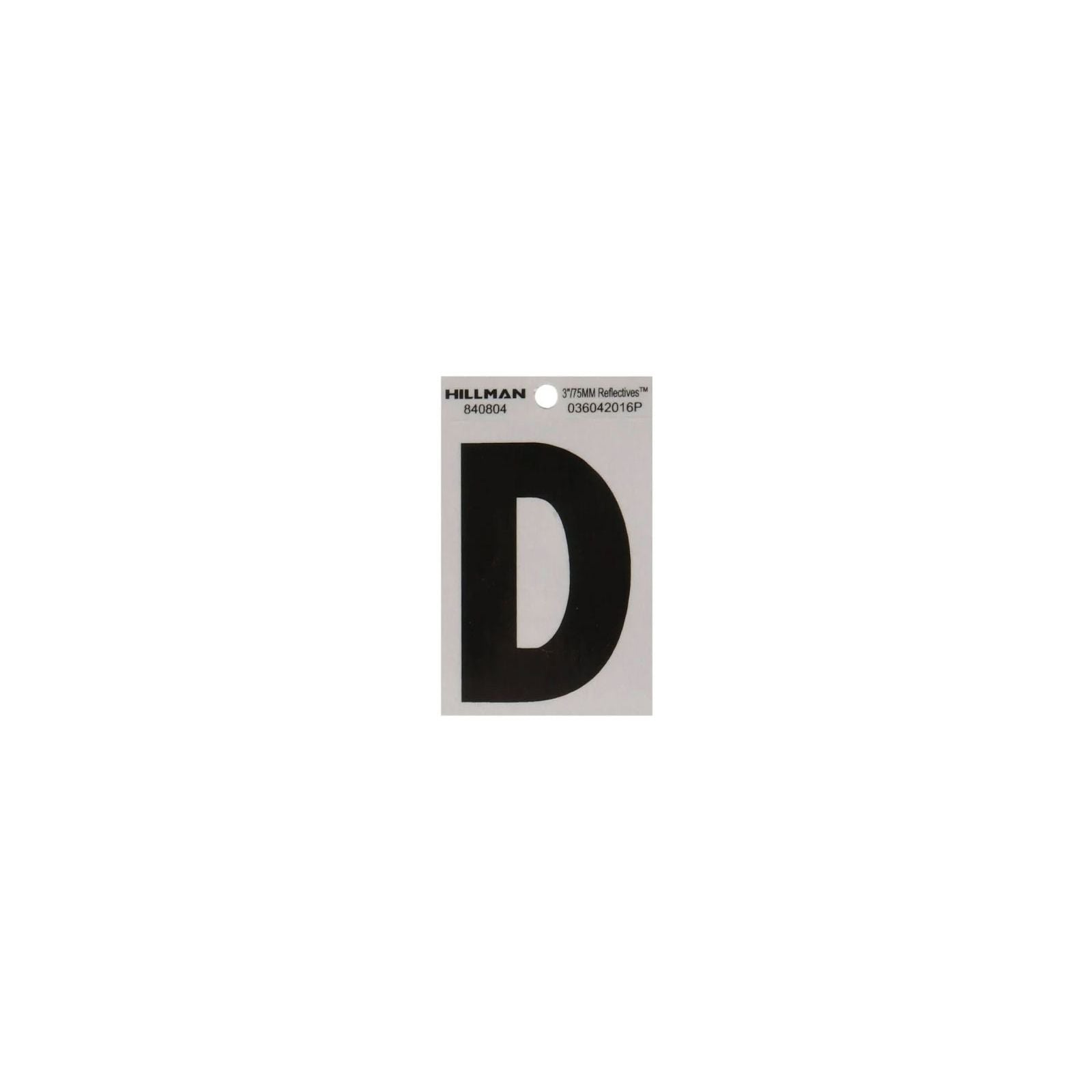 Black and silver reflective wide style letter D sticker for home improvement and hardware under $50 collections