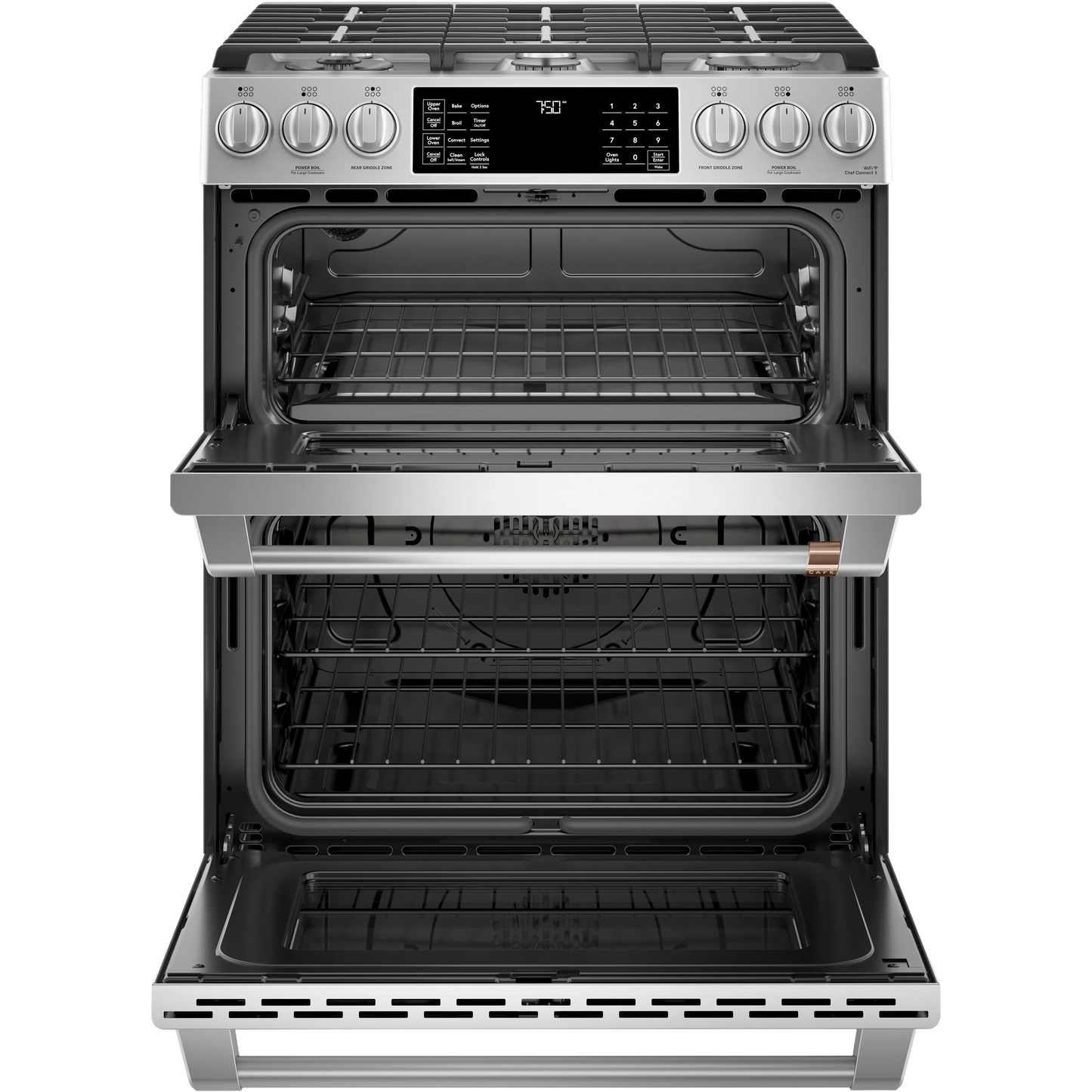 CAFÉ™ 30" Smart Slide-In, Front-Control, Gas Double-Oven Range with Convection