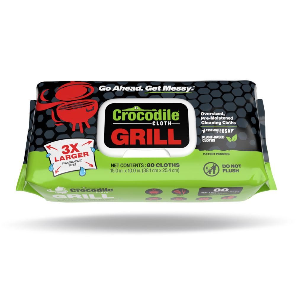 Package of oversized pre-moistened cleaning wipes designed for grills and BBQ tools in outdoor living collections