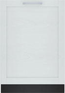 Built-in Bosch 24-inch dishwasher with white overlay panel and sleek handle from Kitchen & Kitchenware collection