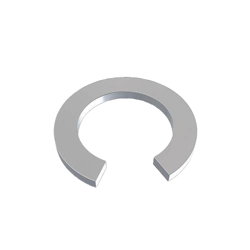 Metal snap ring with open-ended design, a John Deere parts accessory for equipment maintenance and repairs under $25.