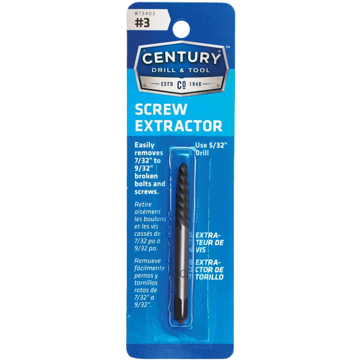 Blue-packaged spiral flute screw extractor tool for removing broken bolts and screws in power tools collections