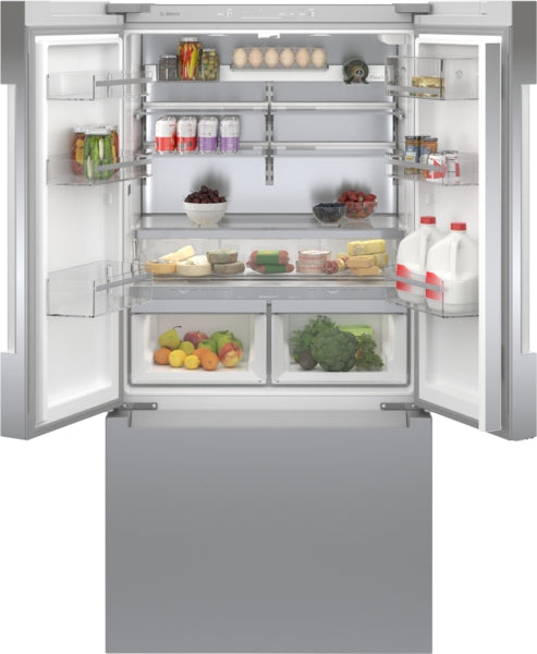 800 Series, French Door Bottom Mount Refrigerator, 36'', Brushed steel