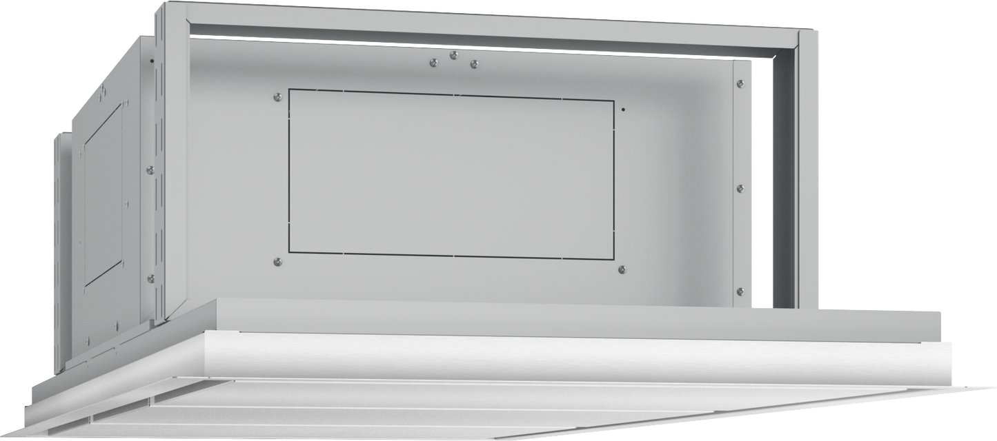 Ceiling-mounted modern island hood with LED lighting and smart control from Island Range Hoods collection