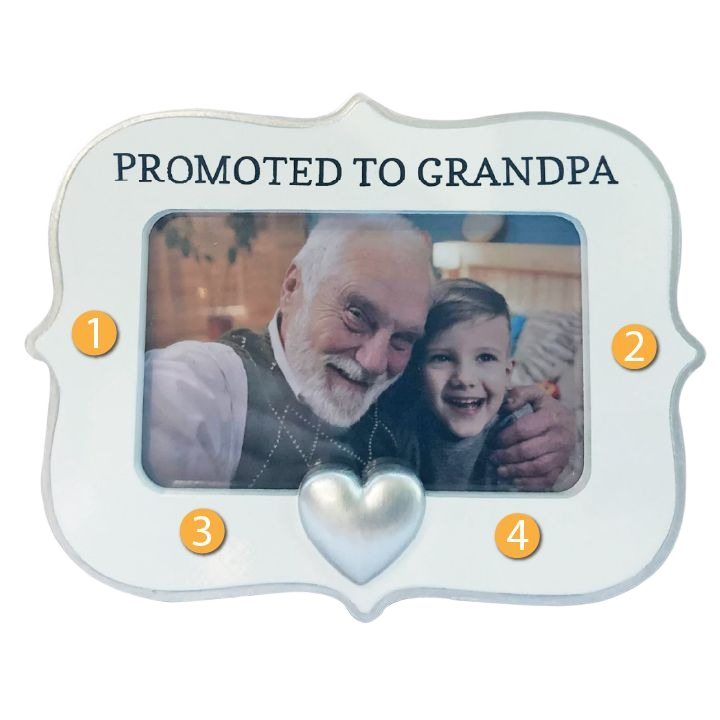 Decorative “Promoted to Grandpa” photo frame ornament with silver heart for Christmas Ornaments & Tree Decorations collection under $50
