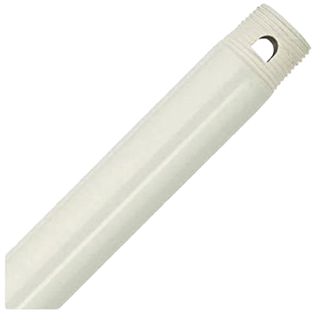 White cylindrical downrod with threaded ends for ceiling fan installation in lighting and home improvement collections