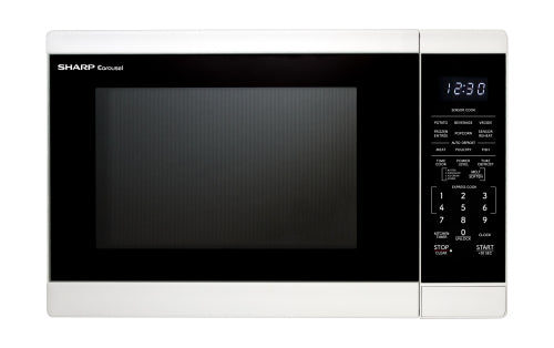 White 1.4 CF countertop microwave oven with digital display and keypad controls from microwaves collection