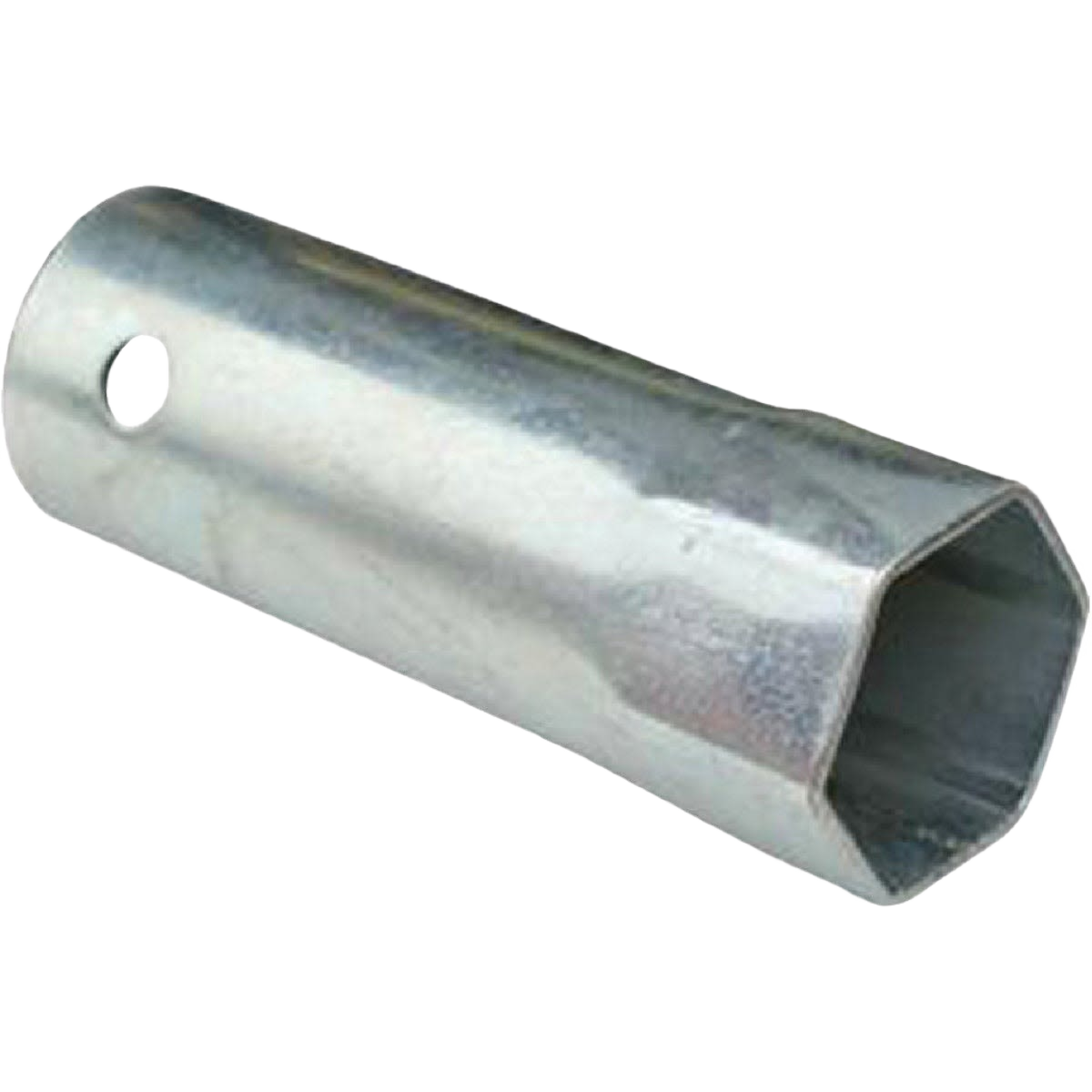 Metal hexagonal wrench socket with hole for attachment, designed for heavy-duty home improvement tasks