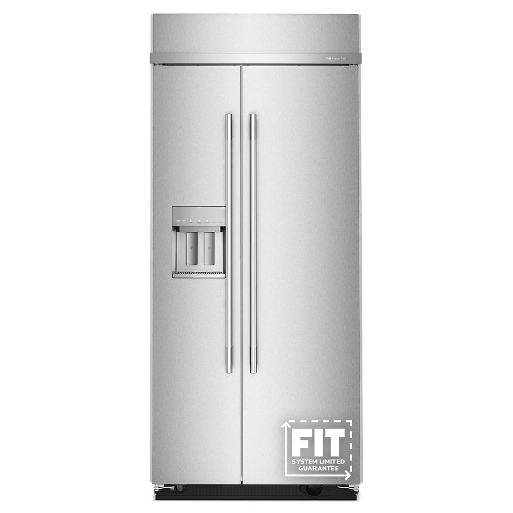 20.8 Cu. Ft. 36" Built-In Side-by-Side Refrigerator features Exterior Water and Ice Dispenser with Measured Fill
