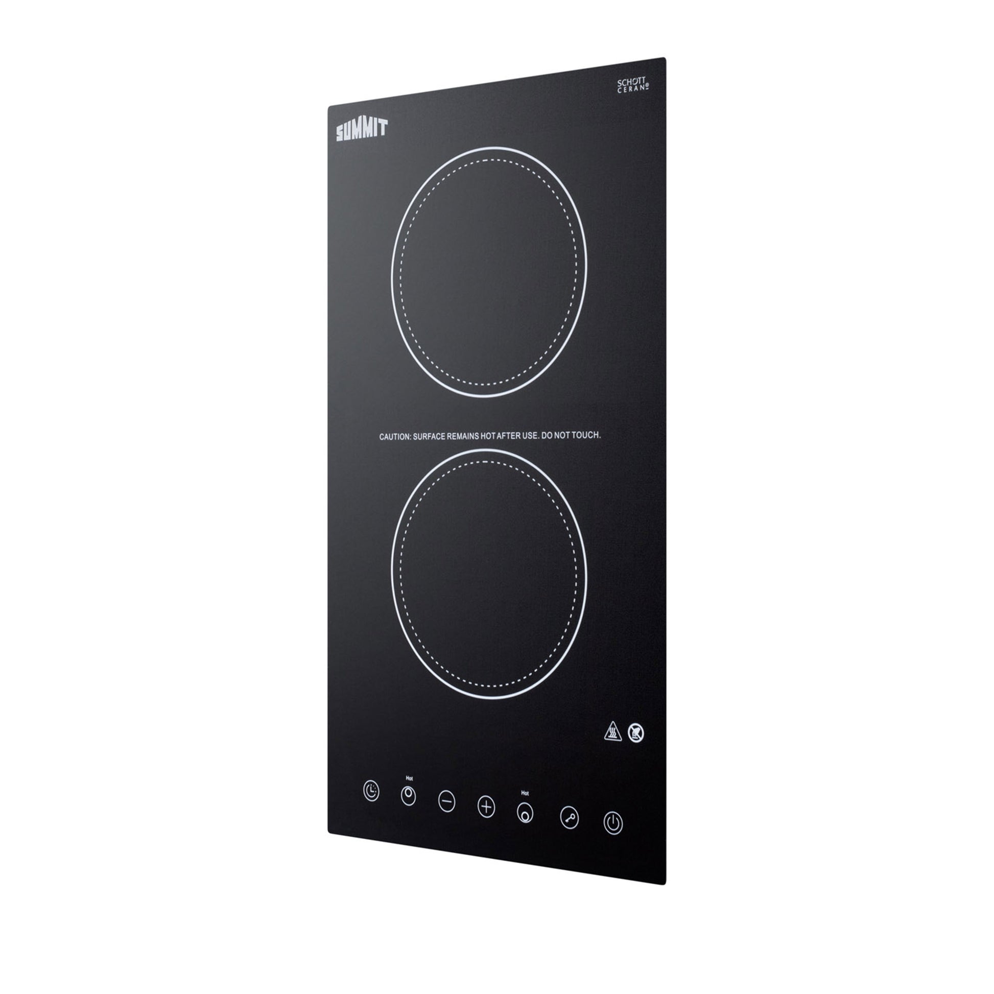 Black 12-inch wide smooth-top radiant cooktop with two burners and touch controls from Cooktops collection