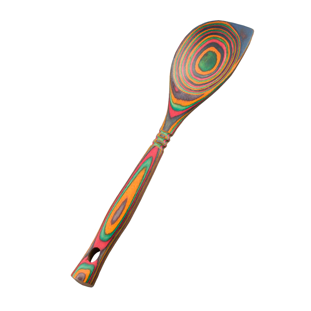 Colorful bamboo pakkawood corner spoon with ergonomic handle for kitchen utensils and cooking tools under $50 collections