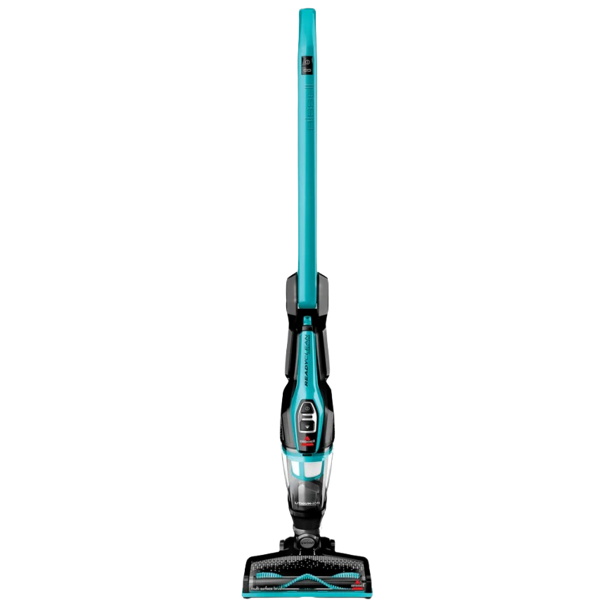 Electric blue cordless stick vacuum designed for versatile floor cleaning in home improvement tasks