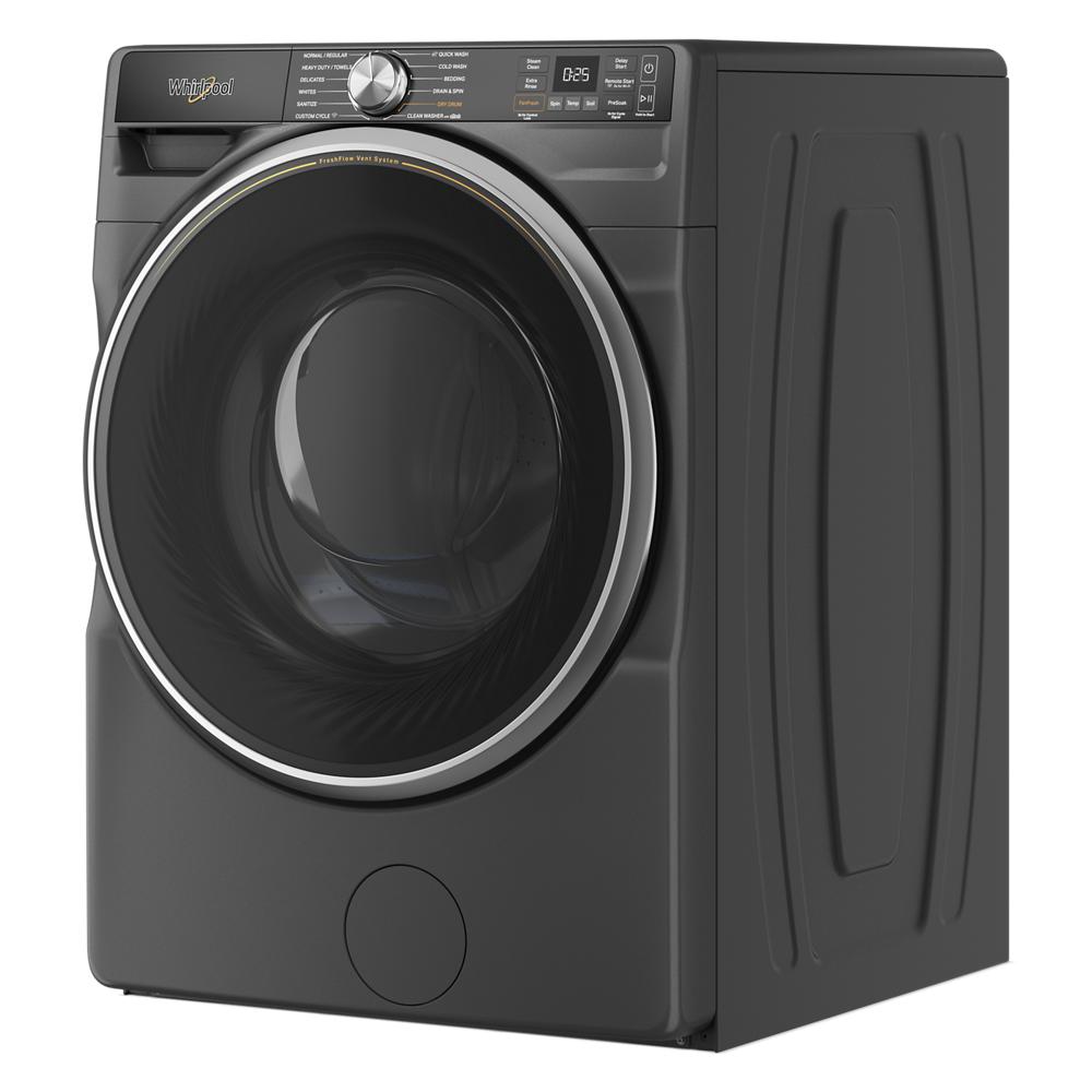 Black front load washer with digital display and control knob from the washers and appliances collection