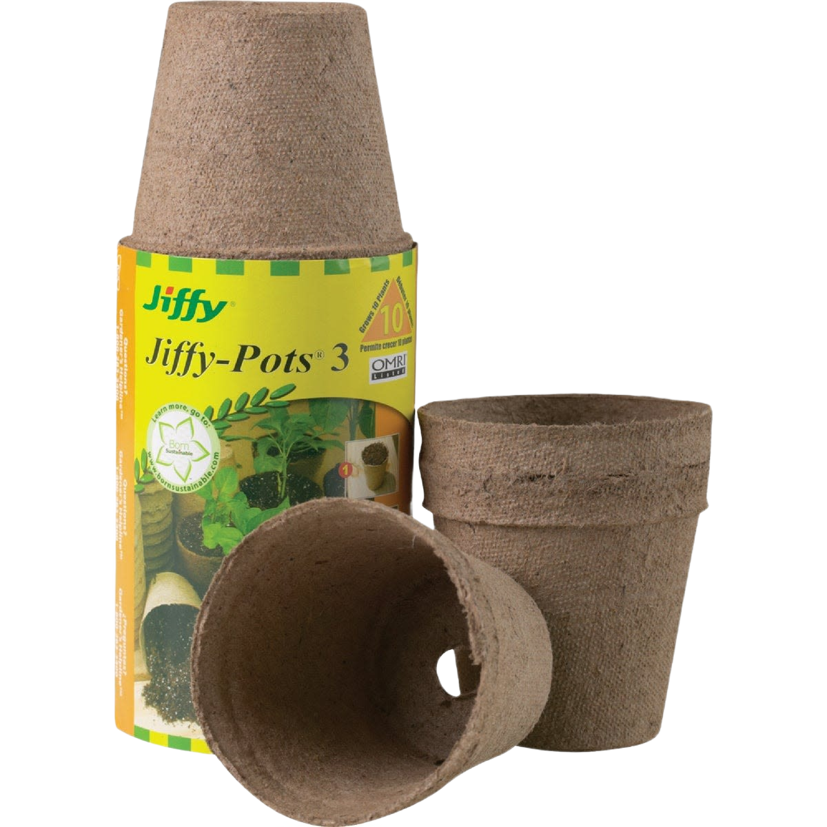 Biodegradable round peat pots suitable for starting seedlings and small plants in home gardening projects.