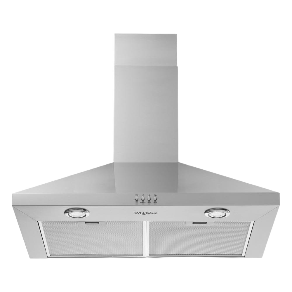 stainless steel chimney wall mount range hood with three-speed controls and built-in lights from range hoods collection