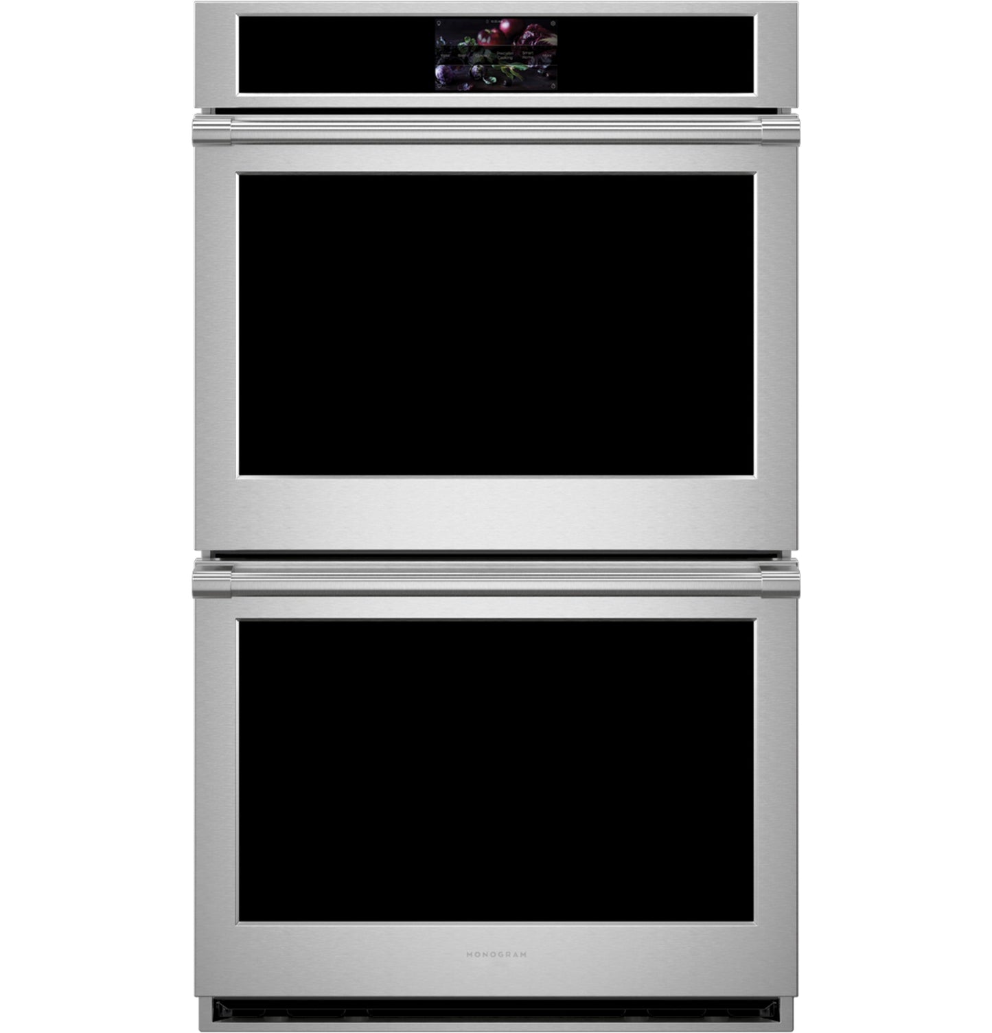 Stainless steel double wall oven with digital display and large viewing windows from Wall Ovens collection