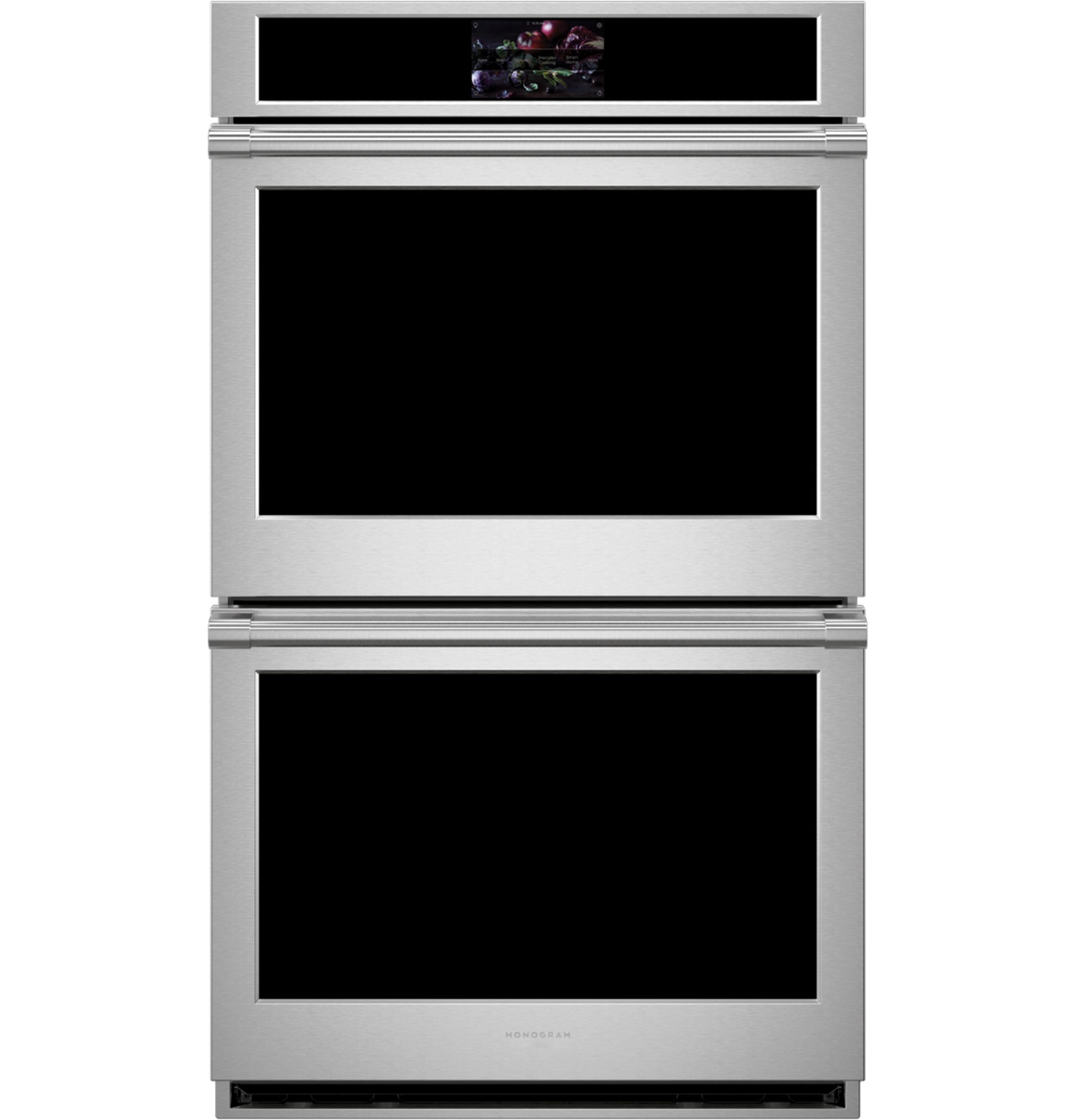 Stainless steel double wall oven with digital display and large viewing windows from Wall Ovens collection