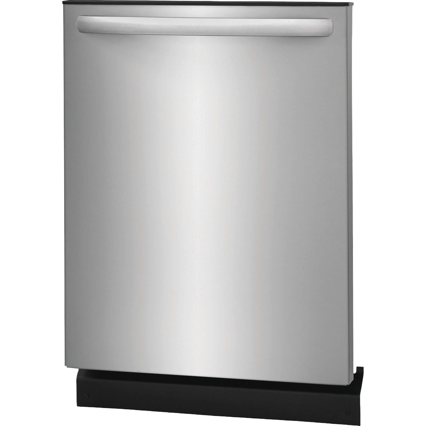 Stainless steel built-in dishwasher with sleek handle, designed for kitchen appliances and home improvement collections.