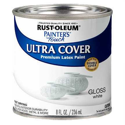 1/2 pint gloss white multi-surface brush-on paint for durable home improvement projects under $50