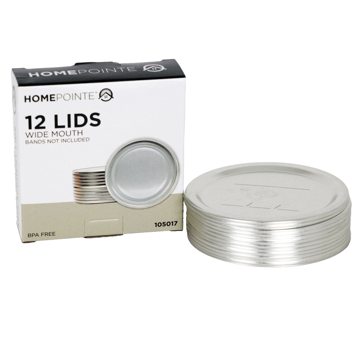 Box of 12 silver-tone wide-mouth canning lids without bands in Kitchenware and Under $25 collection for preservation tools
