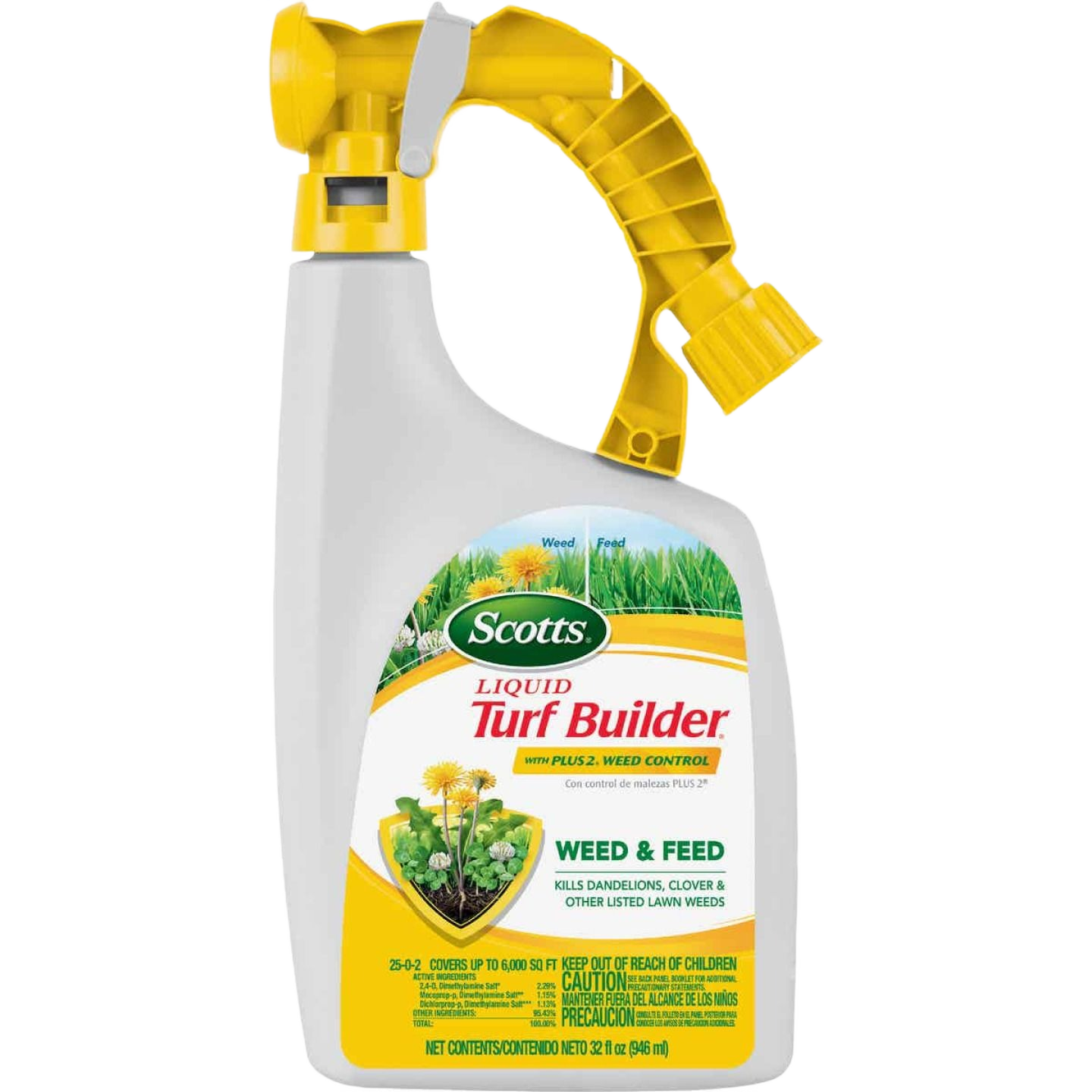 32 oz. bottle of Scotts liquid turf builder with weed control for lawn care and fertilizer use