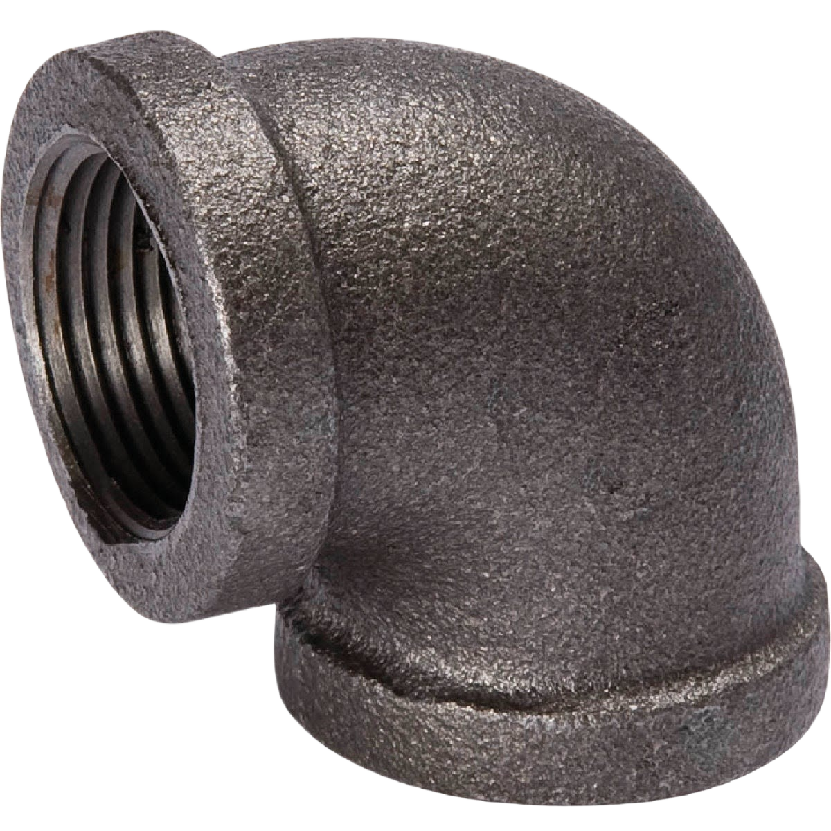 Malleable black iron 90-degree threaded elbow fitting for plumbing and irrigation in Pipes & Fittings collection under $50