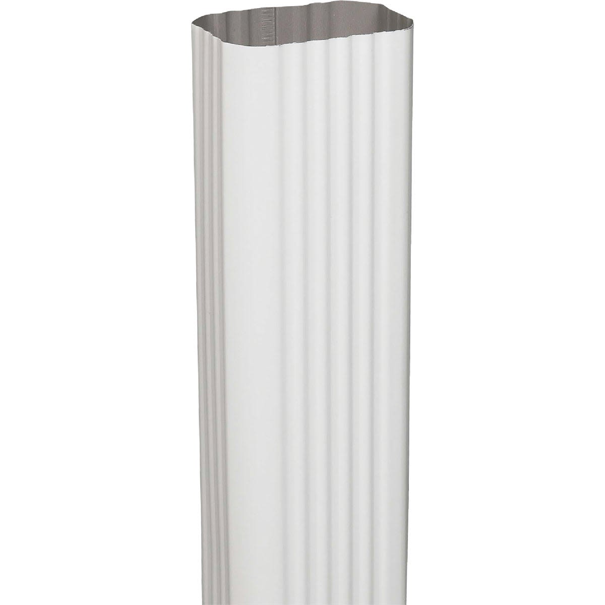 White aluminum downspout extension with ribbed design for home improvement and water drainage maintenance