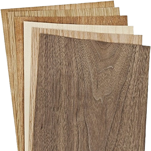 Variety pack of wood veneer samples in multiple natural tones for home improvement and tools projects
