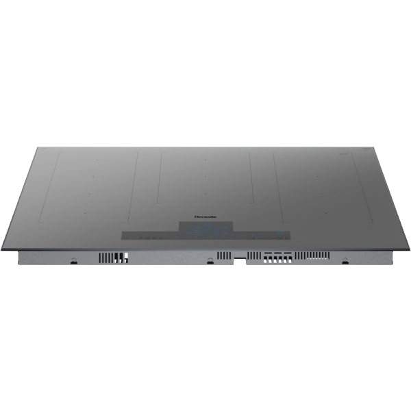 Titanium gray induction cooktop with smooth surface and digital control panel for kitchen appliance use