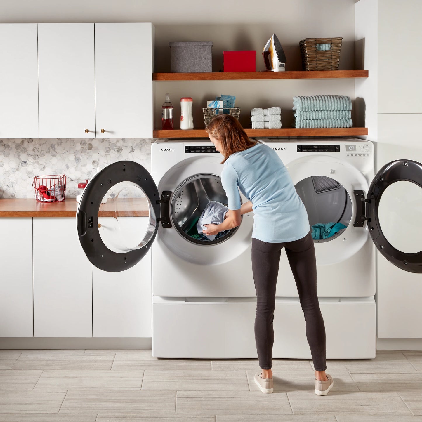 15.5" Pedestal for Front Load Washer and Dryer with Storage