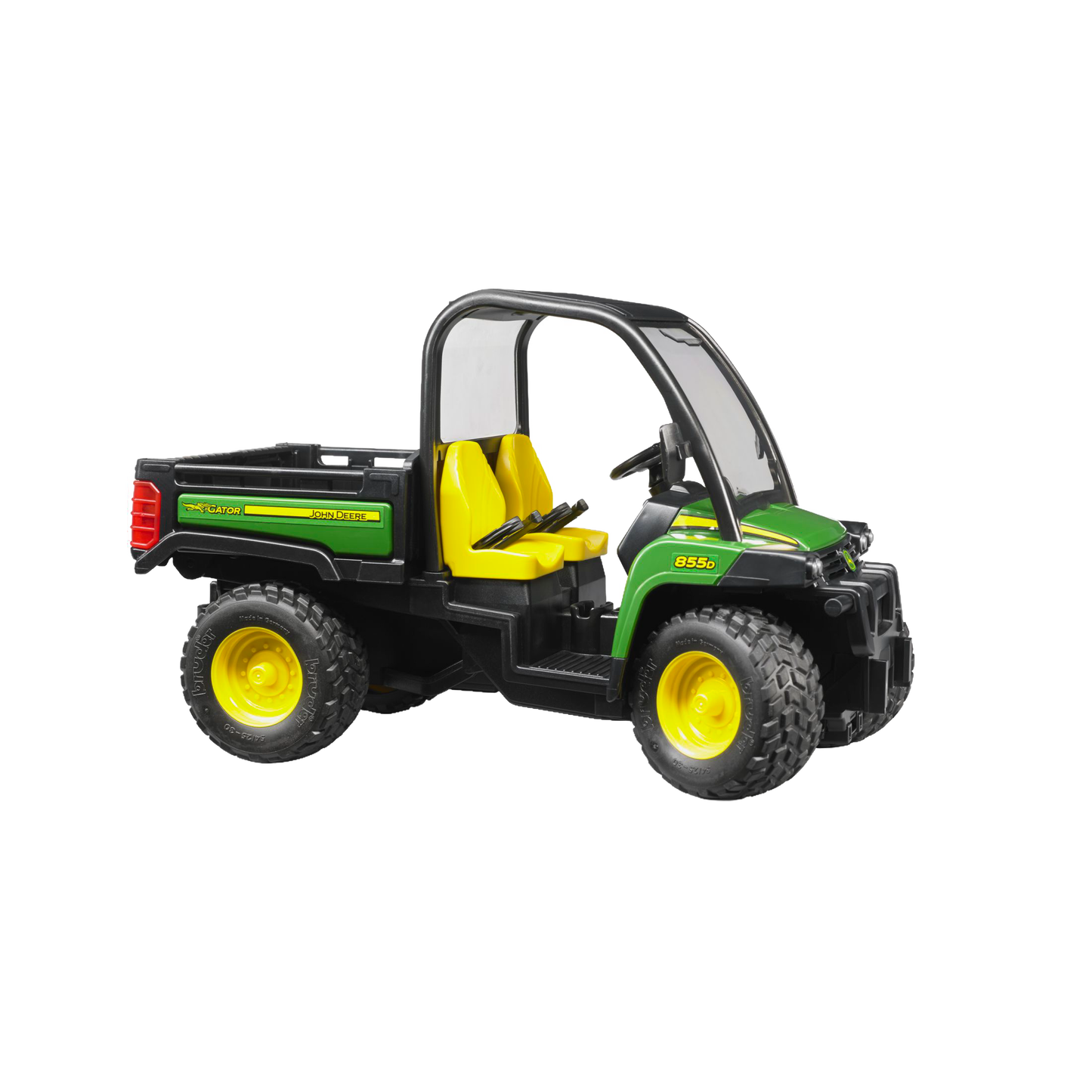 Green and yellow Bruder Toys John Deere Gator XUV 855D model from the Vehicles & Remote Controlled Toys collection