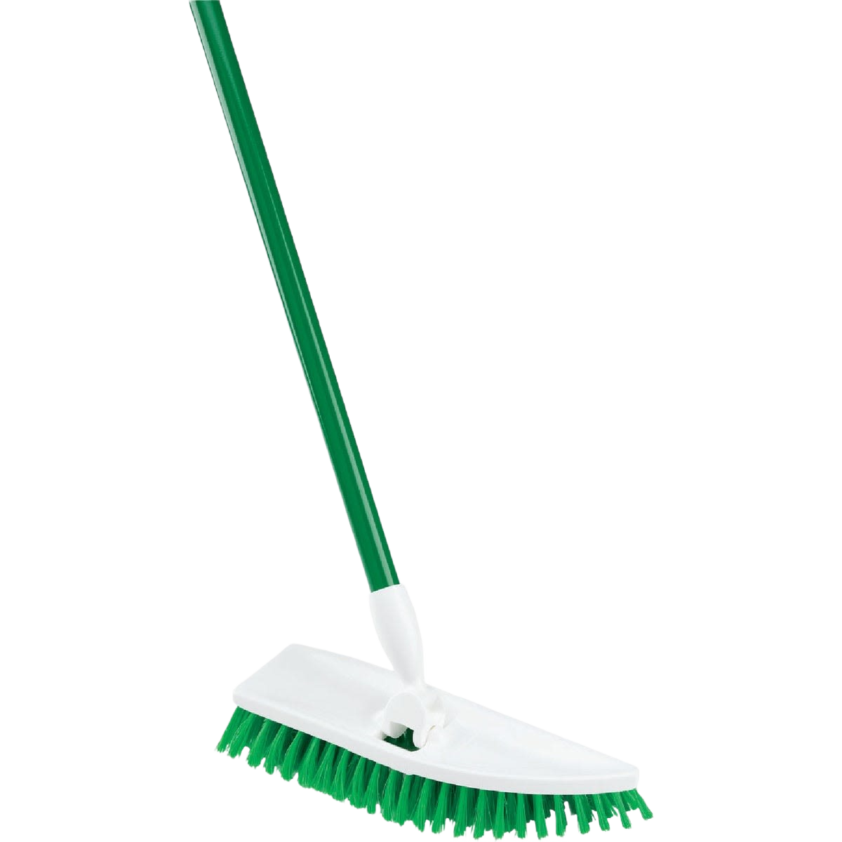 Floor scrub brush with angled handle and green bristles for cleaning floors in home improvement and cleaning tools collections under $50