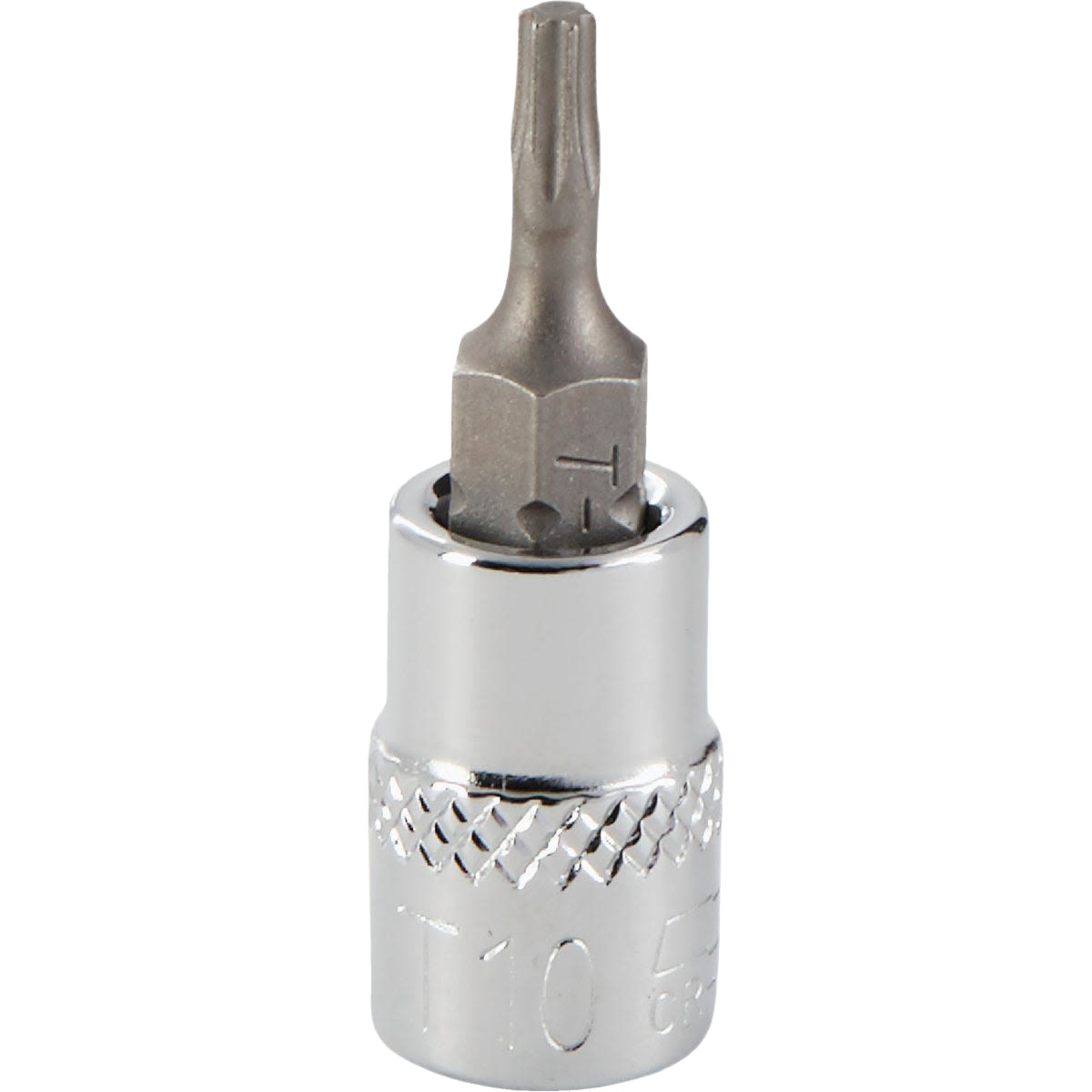6-point hex bit socket with textured grip band made from polished chrome vanadium steel for hand and woodworking tools
