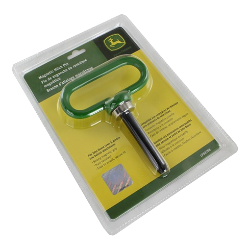 John Deere magnetic hitch pin in branded packaging for parts and hardware in home improvement tools collection