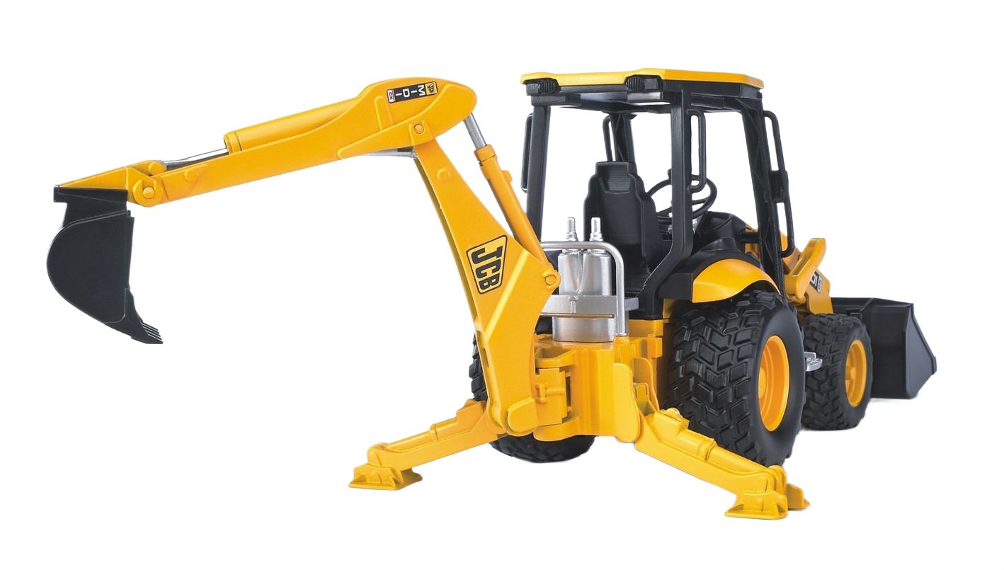 Yellow Bruder Toys 1:16 scale JCB MIDI CX backhoe loader model with detailed digging arm in Vehicles & Remote Controlled Toys collection