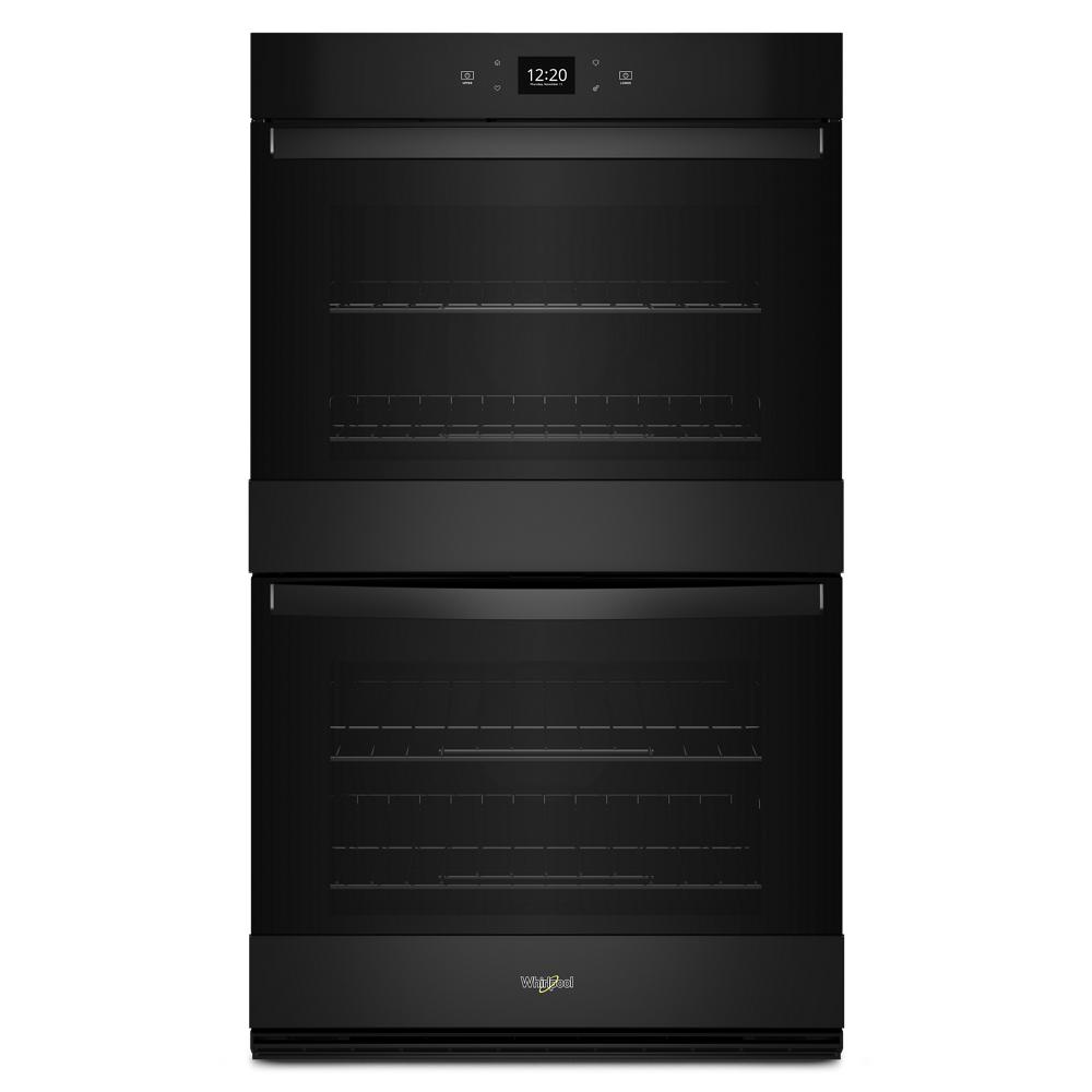 Matte black double wall oven with digital display and convection features in Double Wall Ovens and Kitchen collections