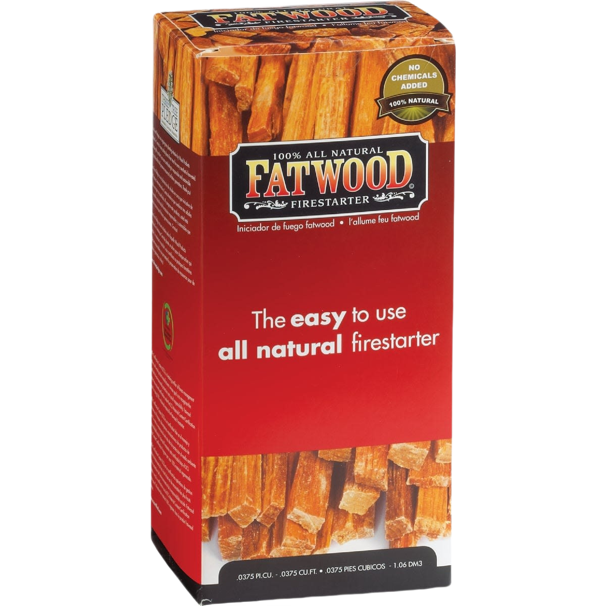 Red box of natural fatwood fire starter sticks for easy ignition in home improvement and plumbing tool collections