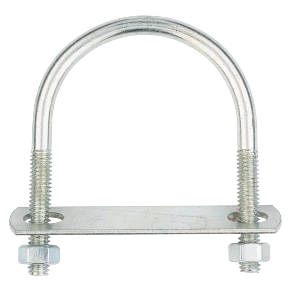 Zinc round U bolt with nuts and fixing plate for secure fastening in Hardware and Fasteners collections